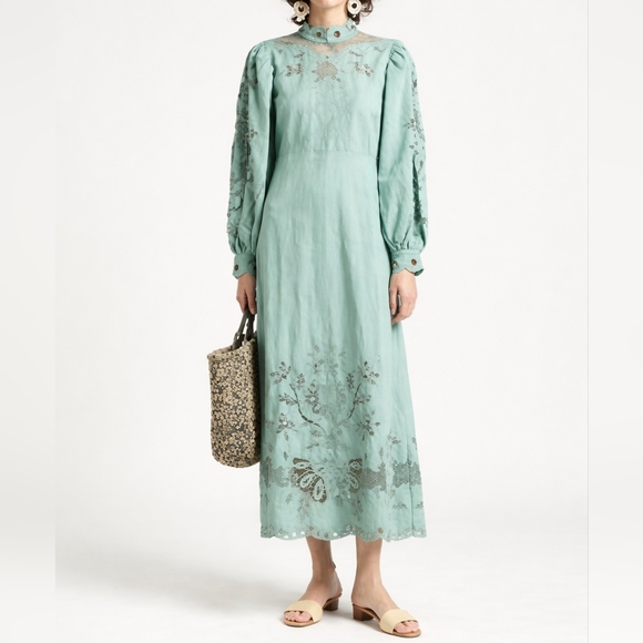 FARM Rio Dresses & Skirts - NWOT FARM RIO | $360 Broderie Anglaise Linen Blend Maxi Dress